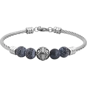 Náramek Stylový ocelový náramek s korálky VEDB0291S-A Troli