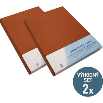 Prostěradlo KNITVA Saténové napínací prostěradlo 90 x 200 cm HNĚDÉ 1+1