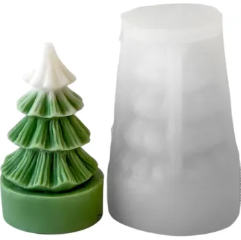 Svíčka Silikonová forma 7,1 x 4,7 cm Vánoční stromek s vrstvenými okraji Formička na odlévání vosku, pryskyřice, sádry, mýdla a svíček
