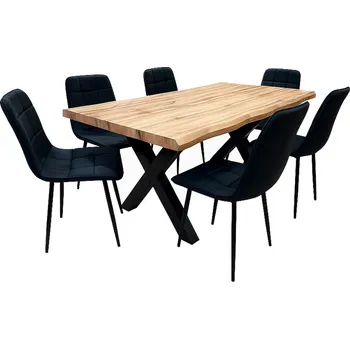 Jídelní set Vikio Jídelní set pro 6 osob 160x90 cm dub-černá VJS216-60C ZA AKČNÍ CENU