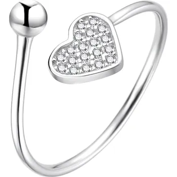 Prsten AGATO Půvabný otevřený prsten se srdíčkem AGT-R36W Velikost: 42-52 (1,22 g)