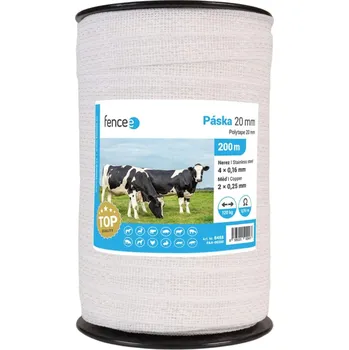 Ohradník VNT electronics s.r.o. Páska pro elektrický ohradník, šířka 20 mm, bílá, 200 m, 0,19 Ω/m