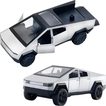 autíčko Model kovového pickup auta Realistická miniatura osobního vozu detailně zpracované autíčko stříbrná