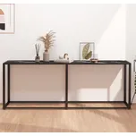 vidaXL Konzolový stolek černý mramor 200 x 35 x 75,5 cm tvrzené sklo