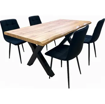 Jídelní set Vikio Jídelní set pro 4 osoby 160x90 cm dub-černá VJS216-40C ZA AKČNÍ CENU