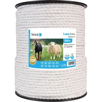 Ohradník VNT electronics s.r.o. Lano pro elektrický ohradník, průměr 6 mm, bílé, délka 200 m