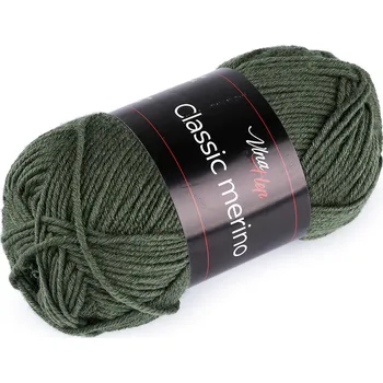 Galanterie Pletací příze Classic Merino 50 g, barva 7 (61213) zelená