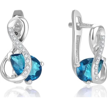 Náušnice Oslnivé stříbrné náušnice s tyrkysovým zirkonem AGUC2692-T Beneto