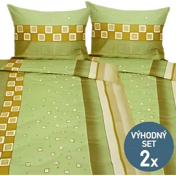 Povlečení KNITVA Saténové ložní povlečení ERIKA zelené 2x 140/220 + 2x 70/90