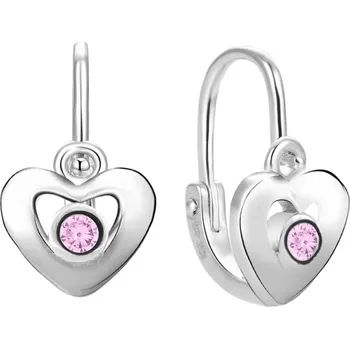 Náušnice Stříbrné dívčí náušnice s růžovým zirkonem AGUC2583D-PL Beneto
