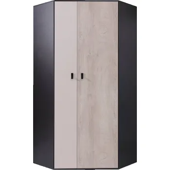 Šatní skříň Rohová skříň Legimi LG02 L / P, Barva: černý / dub + béžový MIRJAN 5903211039652