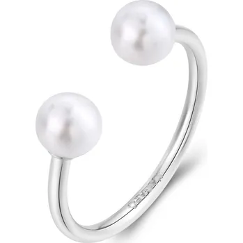 Prsten Otevřený ocelový prsten se syntetickými perlami Wisdom SWI34 S Agapo