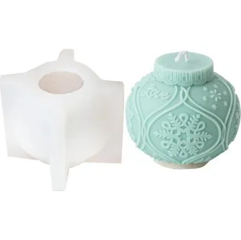 Svíčka Silikonová forma na svíčku 8,8 x 7 cm Vánoční koule se sněhovou vločkou a nápisem Love Forma na odlévání vosku pryskyřice mýdla dekorací