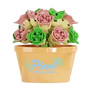 ostatní stavebnice Mini stavebnice květin Barevné růže 4.3x4.3x4.9 cm 54 ks mikro bloky Kreativní 3D model květiny Dekorativní stavebnice pro děti i dospělé