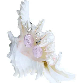 Náušnice Něžné náušnice Pink Lace z perel Lampglas s ryzím stříbrem EP2 Lampglas