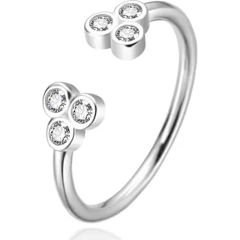 Prsten Stříbrný otevřený prsten se zirkony AGT-R68W Agato / Obvod: 52 mm - 52 mm