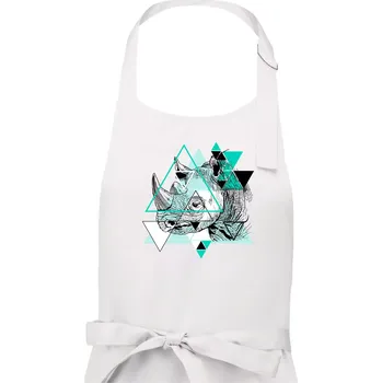 Kuchyňská zástěra Bílý nosorožec (Pecka design) - Dámská zástěra na vaření - Univerzální velikost ( Bílá )