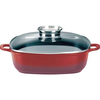 Hrnec SSW - Pekáč 28x28cm se skleněou poklicí CRISPY červený