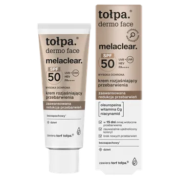 Pleťový krém Tołpa Melaclear krém na pigmentové skvrny na obličej s SPF50, 40 ml