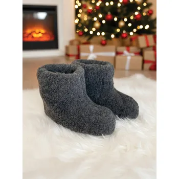 Pánské pantofle Úžasné papuče z ovčí vlny teploučké model 26 šedé, VELIKOST 45/46