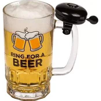 Sklenice Půllitr sklo/kov se zvonkem 500 ml