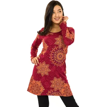 Dámské šaty Himalife Šaty s dlouhým rukávem Sambora - vínová Velikost: L