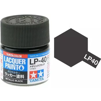 Modelářská barva Tamiya Lacquer LP-40 Metallic Black/Černá metalíza 10ml