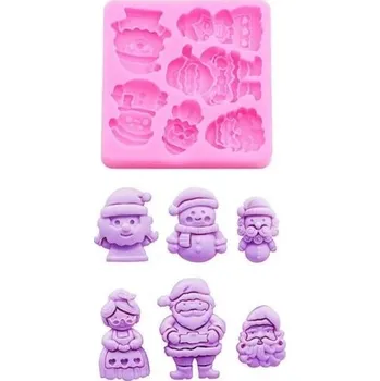 Silikonová forma 6,5 x 6,5 cm Vánoční postavičky Santa, sněhulák, paní Clausová Formička na odlévání vosku, pryskyřice, sádry a mýdla