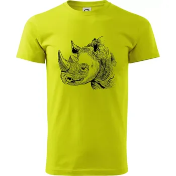 Pánské tričko Nosorožec černobílý (Pecka design) - Klasické pánské triko vyšší gramáže - XL ( Limetková )