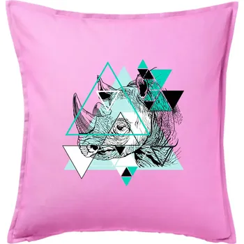 Polštář Bílý nosorožec (Pecka design) - Polštář 50x50 - 50x50 - Pouze potah ( Růžová )
