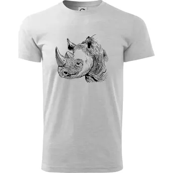 Pánské tričko Nosorožec černobílý (Pecka design) - Triko extra velké (5-8XL) - 7XL ( Světlešedý Melír )