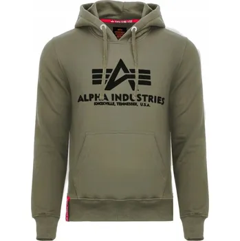 Pánská mikina Mikina Alpha Industries s kapucí Basic Hoodie olive 3XL