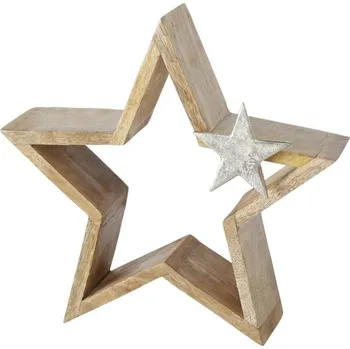 Vánoční dekorace Vánoční dekorace hvězda Arbusta, 25 cm, přírodní, stříbrná 9806547