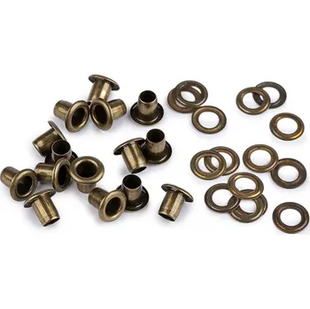 Průchodky s podložkou vnitřní Ø5 mm / vnější Ø9,5 mm, barva staromosaz