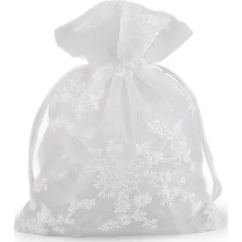 Dárková taška Dárkový pytlík vyšívaný 13x18 cm, barva 1 bílá