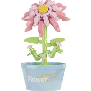 ostatní stavebnice Kytice květin Cínie rostlina 5 x 4 x 9 cm 83 ks Mini DIY mikro cihly Květinová stavebnice Kreativní malý konstruktor pro děti Dívky Chlapce