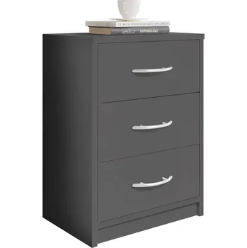 Noční stolek Grafitový noční stolek Rubio 38,5 x 54 x 28,2 MDF, kov