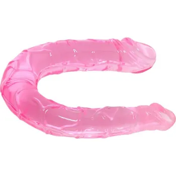 Dildo Průsvitné oboustranné růžové dildo 30 cm s rozdílnými průměry