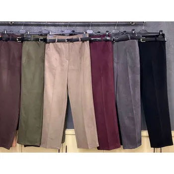 Dámské kalhoty Trendy kalhoty do gumy s páskem WAY 24505 barva: červená-bordó