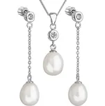 Stříbrná perlová sada se zirkony Pavona 29005.1B AAA bílá (náušnice, řetízek, přívěsek) Evolution Group