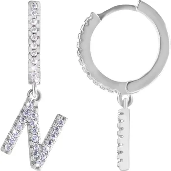 Náušnice Kruhová ocelová single náušnice "N" se zirkony Troli