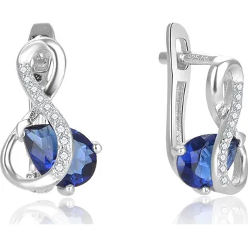 Náušnice Oslnivé stříbrné náušnice s modrým zirkonem AGUC2692-DB Beneto