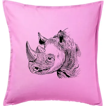 Polštář Nosorožec černobílý (Pecka design) - Polštář 50x50 - 50x50 - Pouze potah ( Růžová )