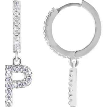 Náušnice Kruhová ocelová single náušnice "P" se zirkony Troli