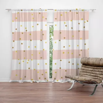 Závěs Sablio Závěs Pruhy a zlaté tečky: 2ks 140x250cm