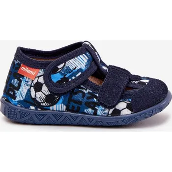 Dívčí oblečení Pantofle Milami Dětské Na Suchý Zip S Míčky Tmavě Modré Reathiana 22