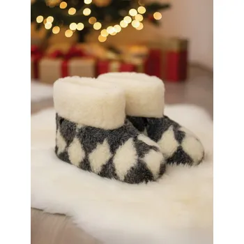 Dámské pantofle Úžasné papuče z ovčí vlny teploučké model 103 šachovnice, VELIKOST 39-40