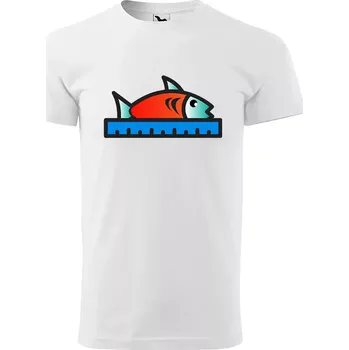 Pánské tričko Sablio Tričko s potiskem Ryba s metrem - bílé L