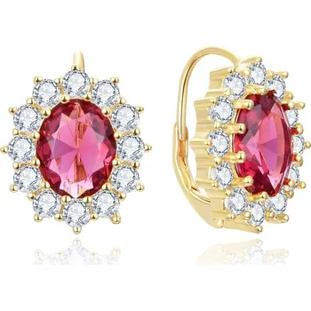 Náušnice Výrazné náušnice s červenými zirkony AGUC3295R-GOLD Beneto