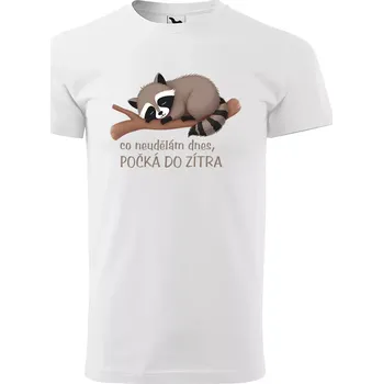 Pánské tričko Sablio Tričko s potiskem Co neudělám dnes, počká do zítra - bílé 2XL